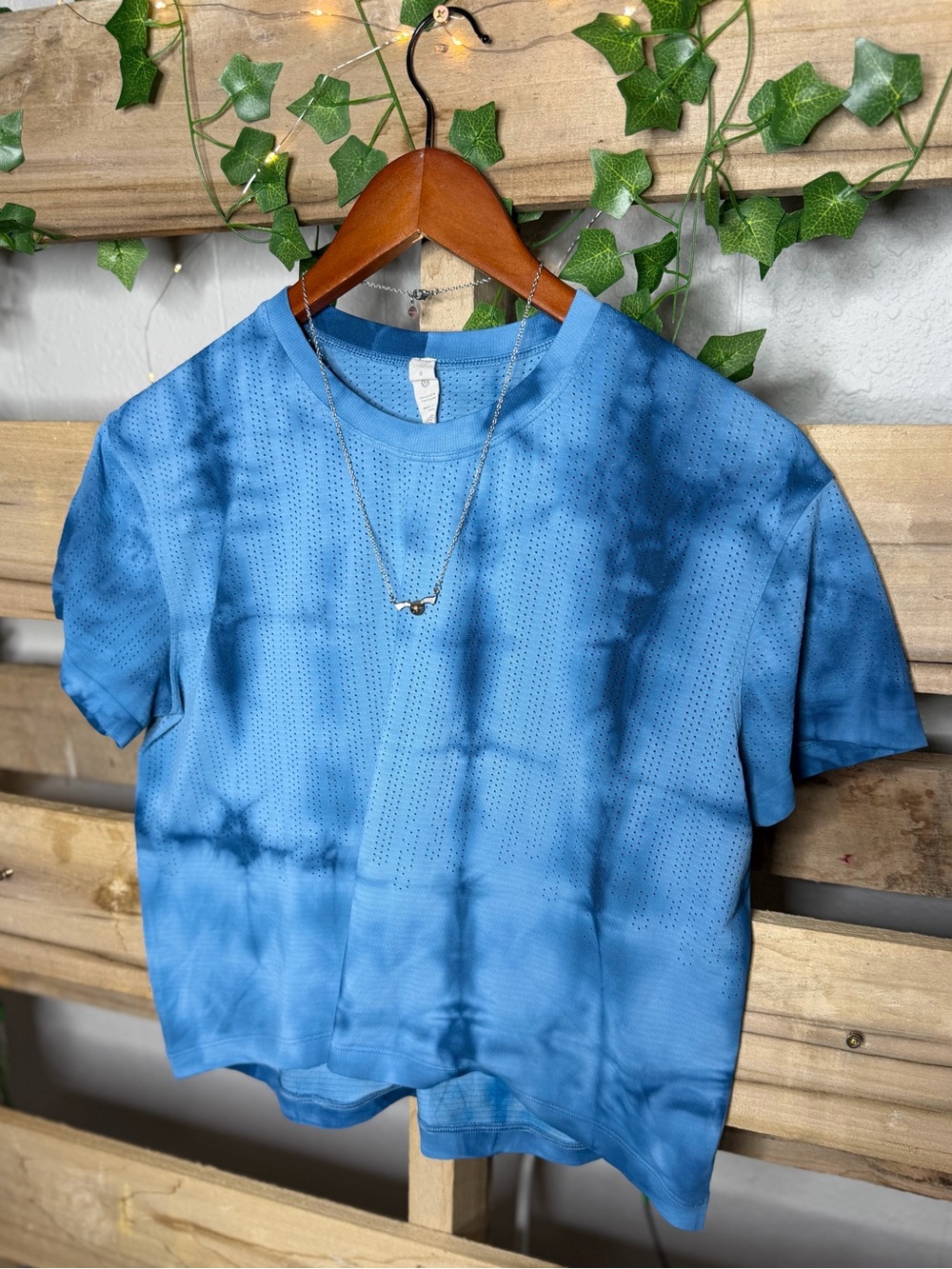 lululemon athletica Blue Tie-Dye Perforated Short Sleeve Tee